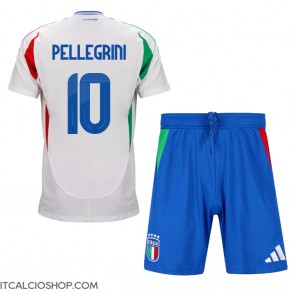 Italia Lorenzo Pellegrini #10 Seconda Maglia Bambino Europei 2024 Manica Corta (+ Pantaloni corti)